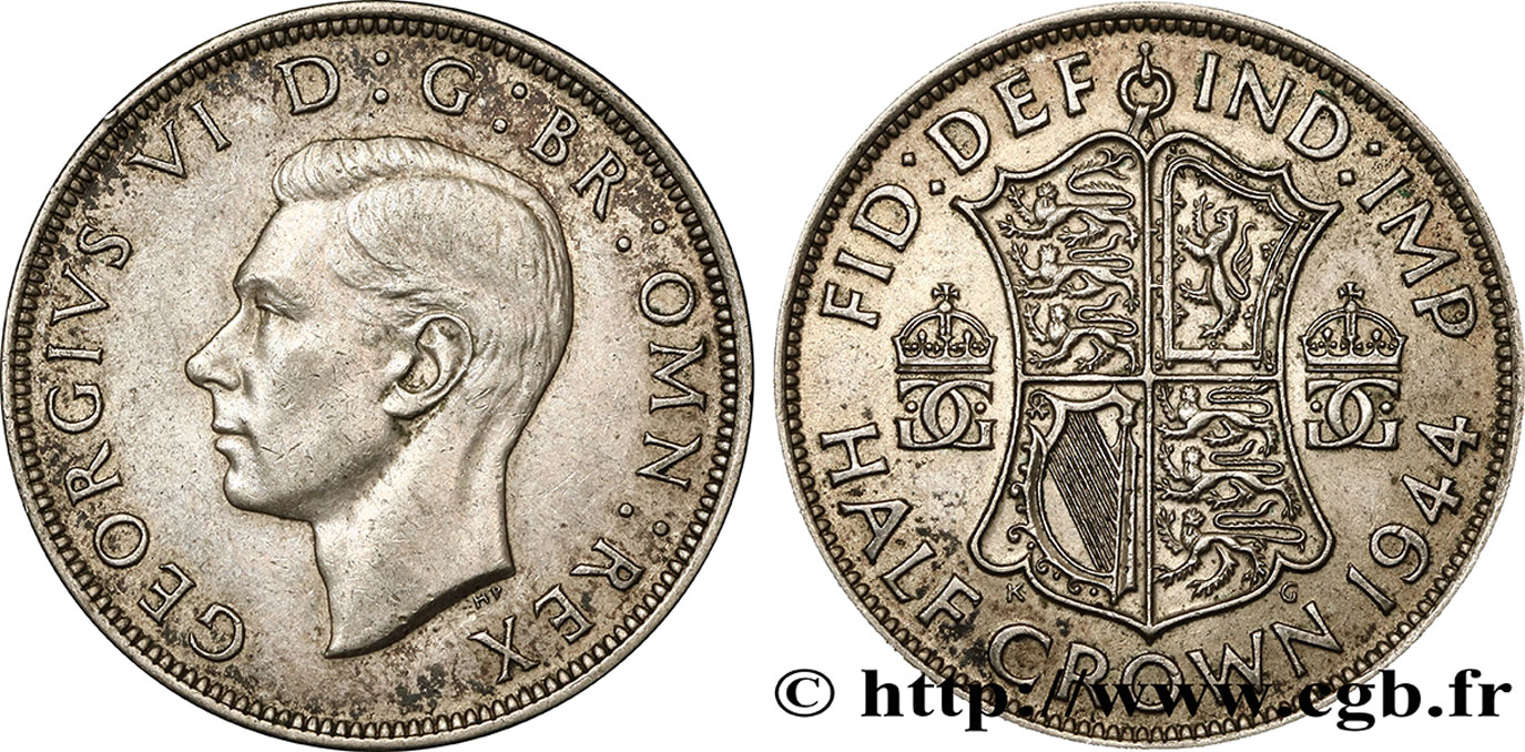 REINO UNIDO 1/2 Crown Georges VI 1944  MBC+ 