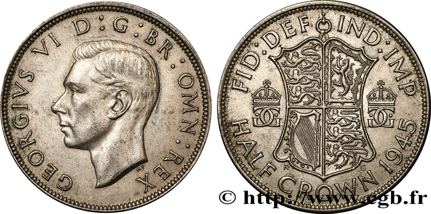 REINO UNIDO 1/2 Crown Georges VI 1945  EBC 