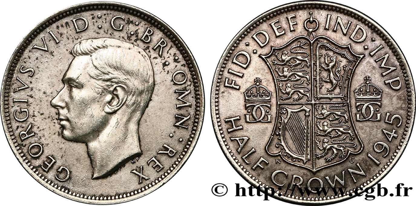 REINO UNIDO 1/2 Crown Georges VI 1945  MBC+ 