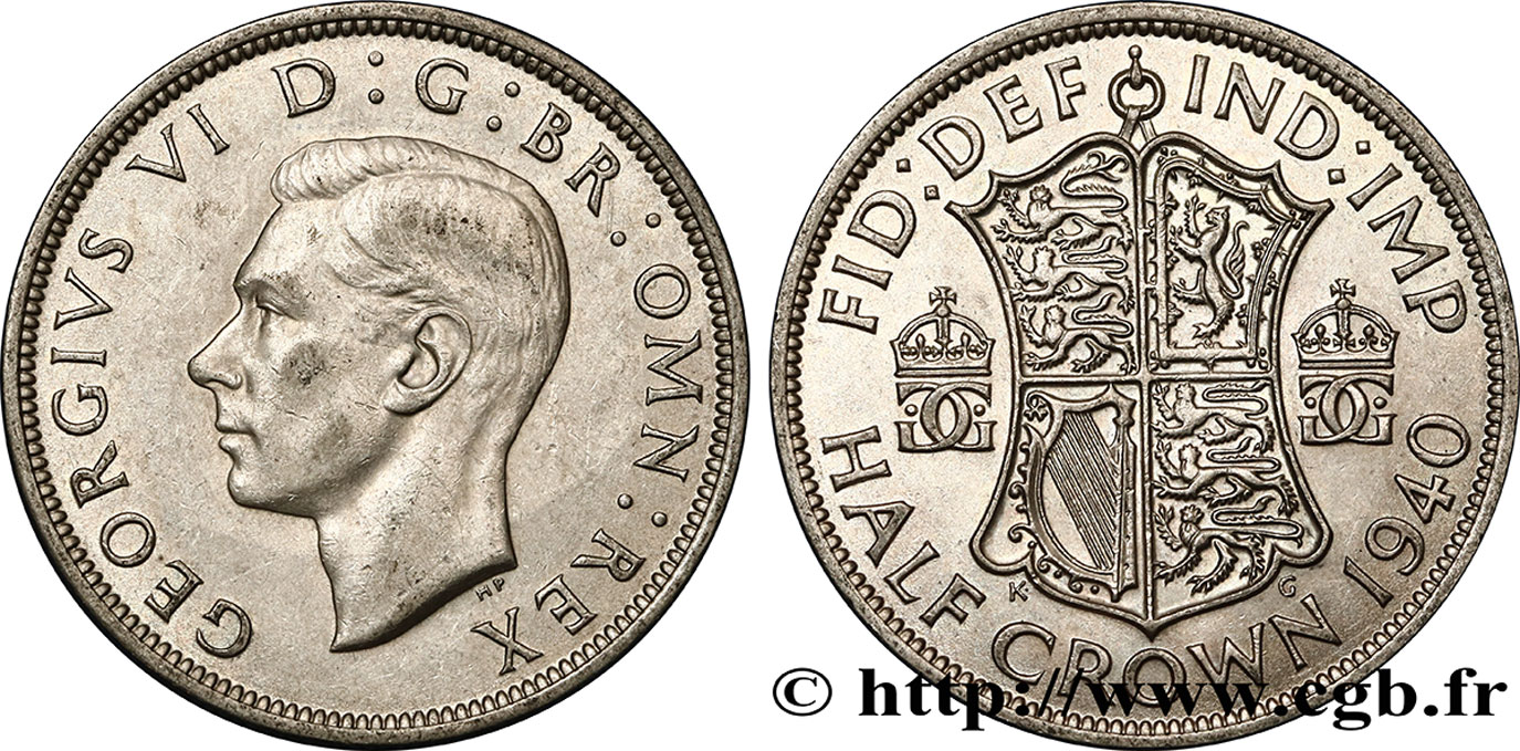 REINO UNIDO 1/2 Crown Georges VI 1940  EBC 