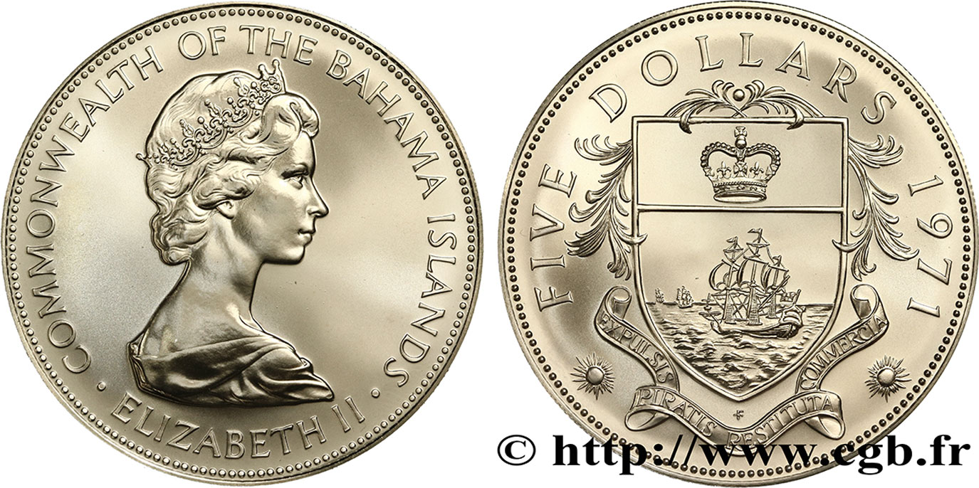 BAHAMAS 5 Dollars Elisabeth II 1971  SPL 