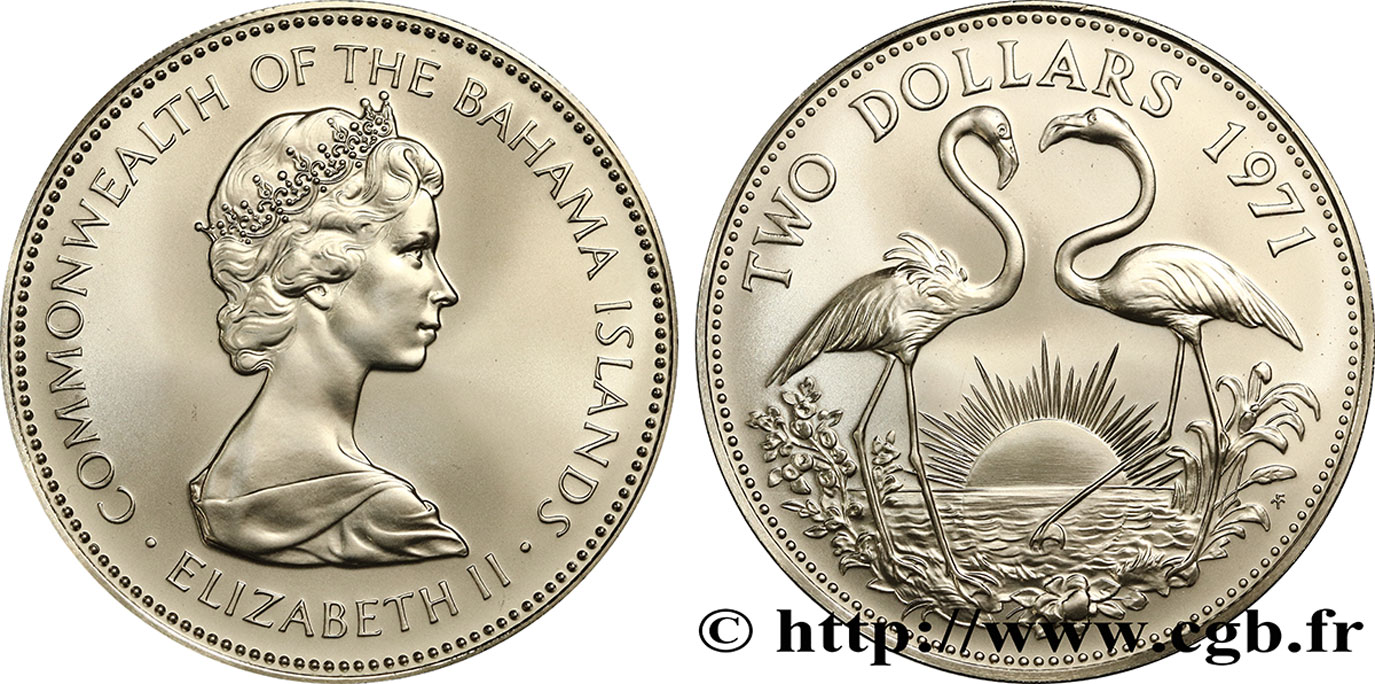 BAHAMAS 2 Dollars Elisabeth II 1971  SPL 