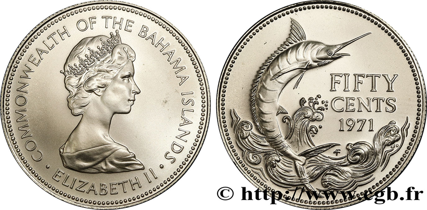 BAHAMAS 50 Cents Elisabeth II 1971  SPL 