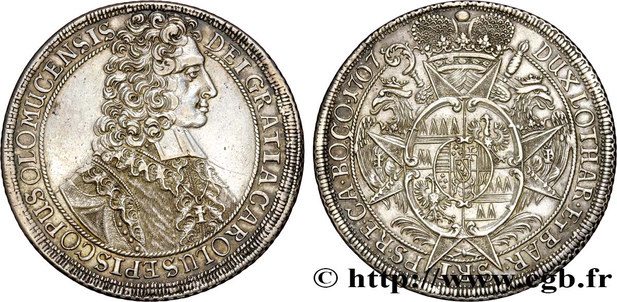 ÖSTERREICH - OLMÜTZ Thaler Charles-Joseph III de Lorraine 1707 Olmutz fVZ/VZ 
