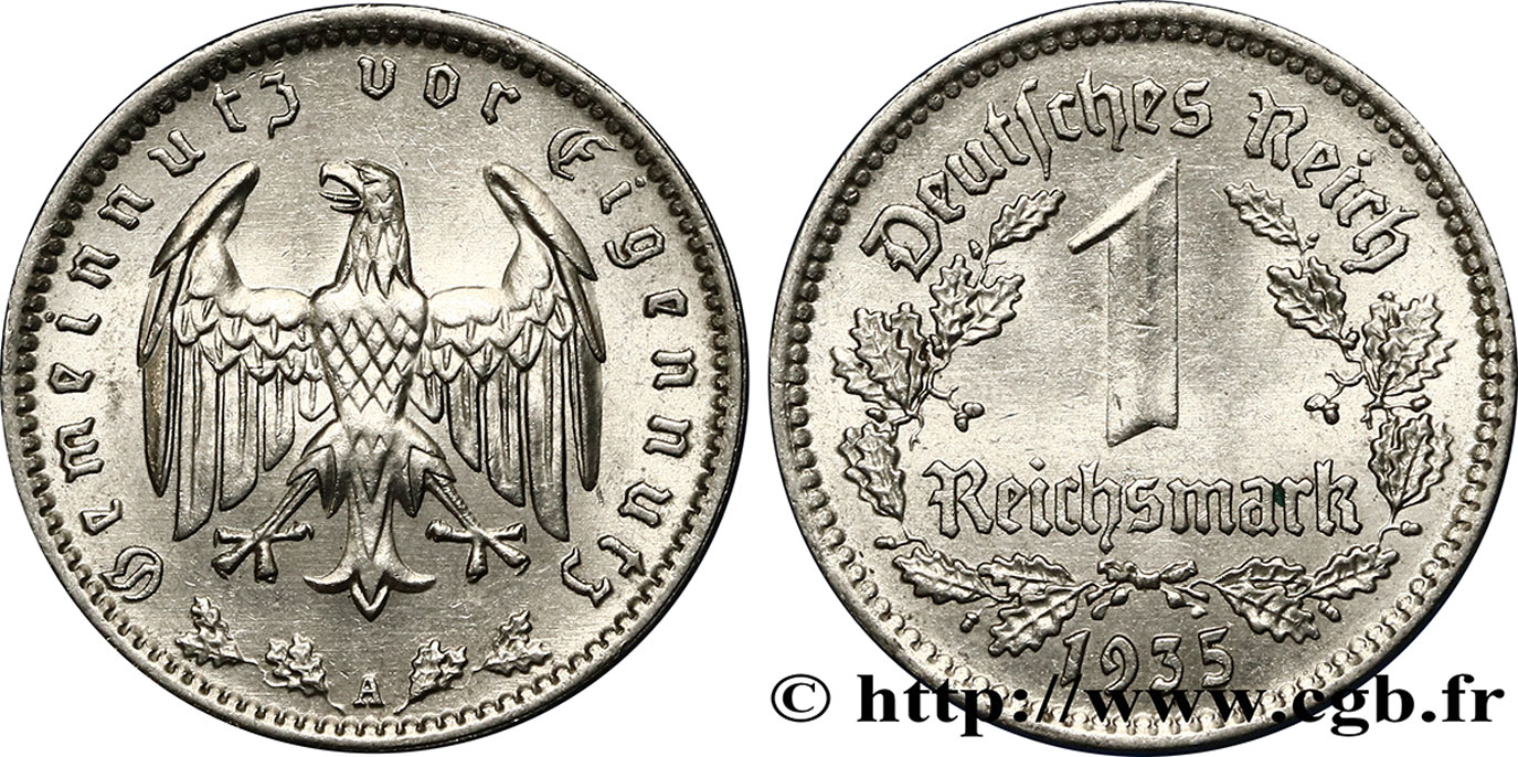 DEUTSCHLAND 1 Reichsmark aigle 1935 Berlin VZ 