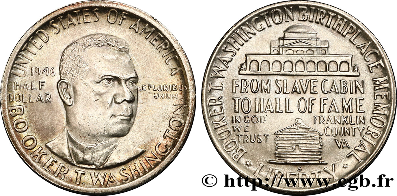 UNITED STATES OF AMERICA 1/2 Dollar Booker T. Washington Memorial 1946 San Francisco AU 