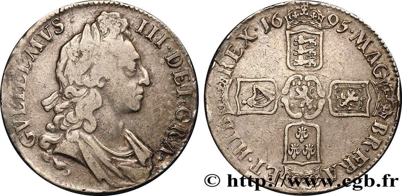 ROYAUME-UNI 1 Crown Guillaume III 1695  TB+ 