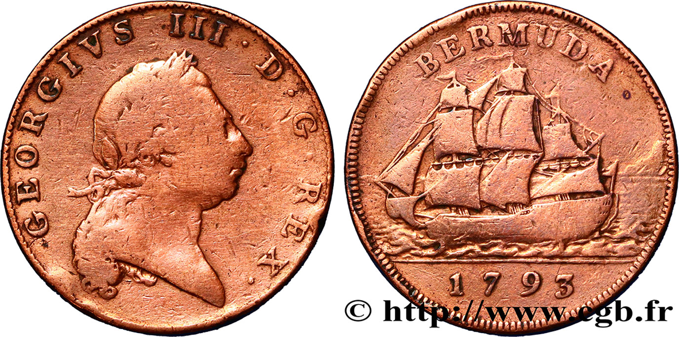 BERMUDES 1 Penny Georges III 1793  B+ 
