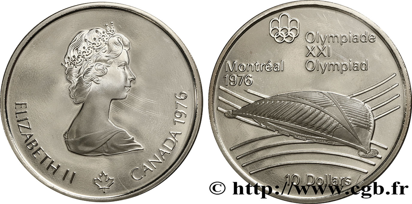 KANADA 10 Dollars Proof JO Montréal 1976 vélodrome olympique 1976  fST 