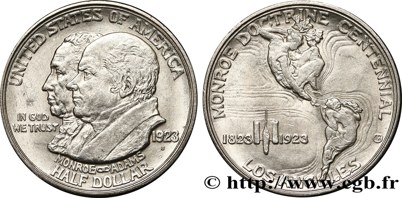 ESTADOS UNIDOS DE AMÉRICA 1/2 Dollar centenaire de la doctrine Monroe 1923 San Francisco EBC 
