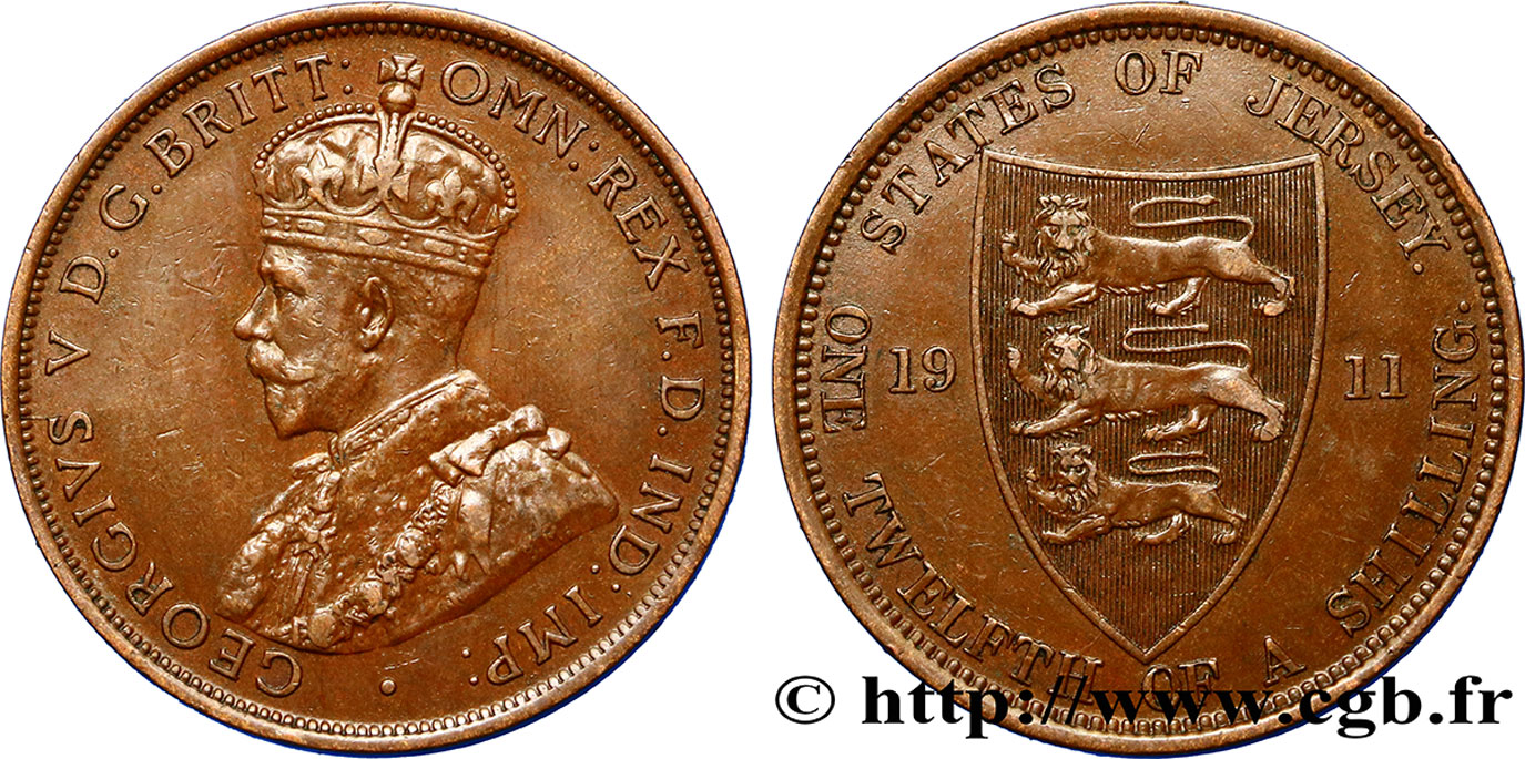 JERSEY 1/12 Shilling Georges V 1911  TTB 
