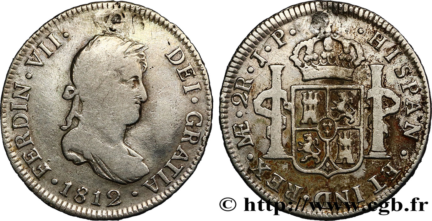 PÉROU 2 Reales Ferdinand VII 1812 Lima TB 