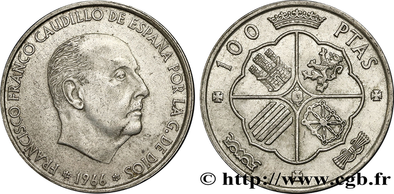 SPAIN 100 Pesetas Francisco Franco (1966 dans les étoiles) 1966 Madrid AU 