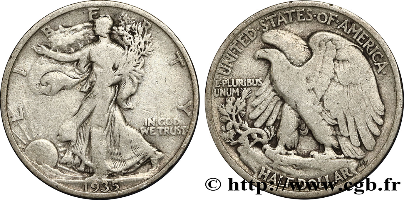 ESTADOS UNIDOS DE AMÉRICA 1/2 Dollar Walking Liberty 1935 Philadelphie BC+ 