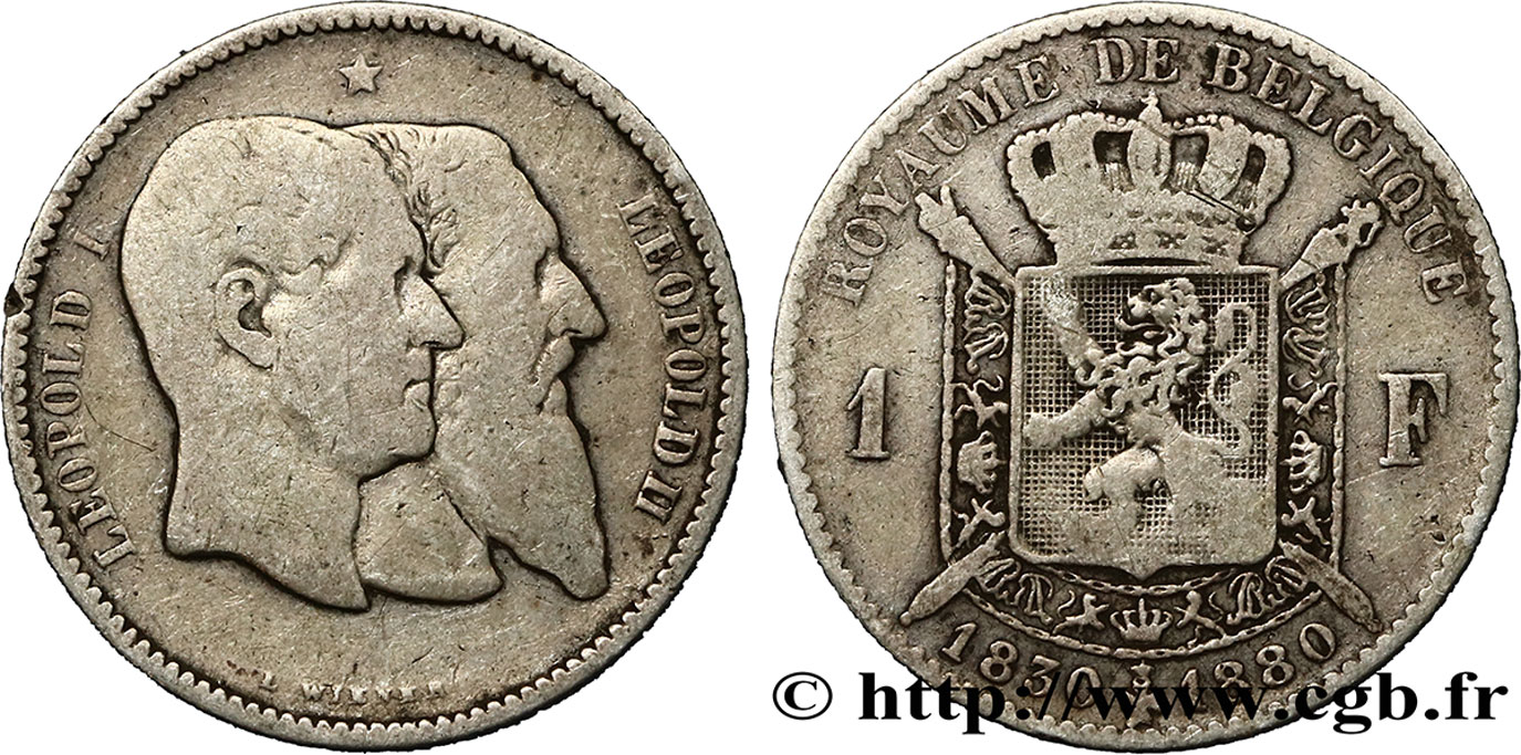 BELGIO 1 Franc 50e anniversaire de l’indépendance 1880  MB 