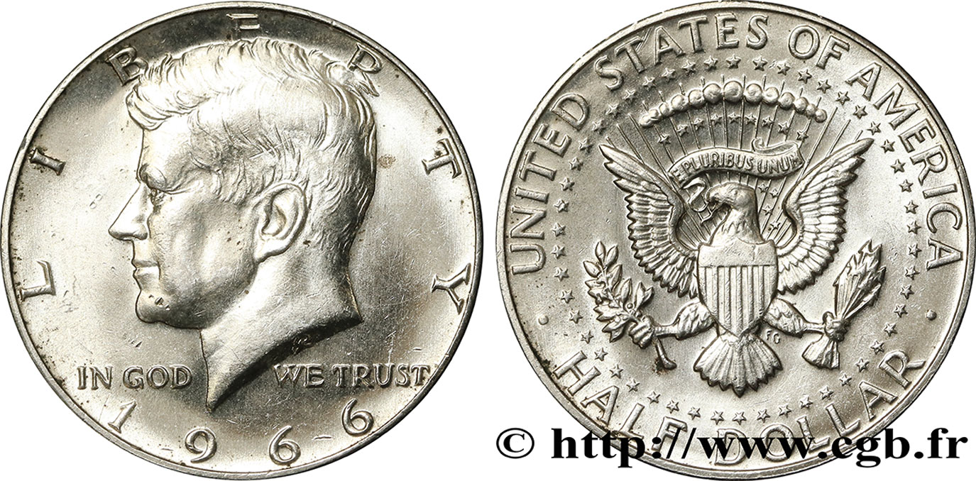 UNITED STATES OF AMERICA 1/2 Dollar Kennedy 1966 Philadelphie AU 