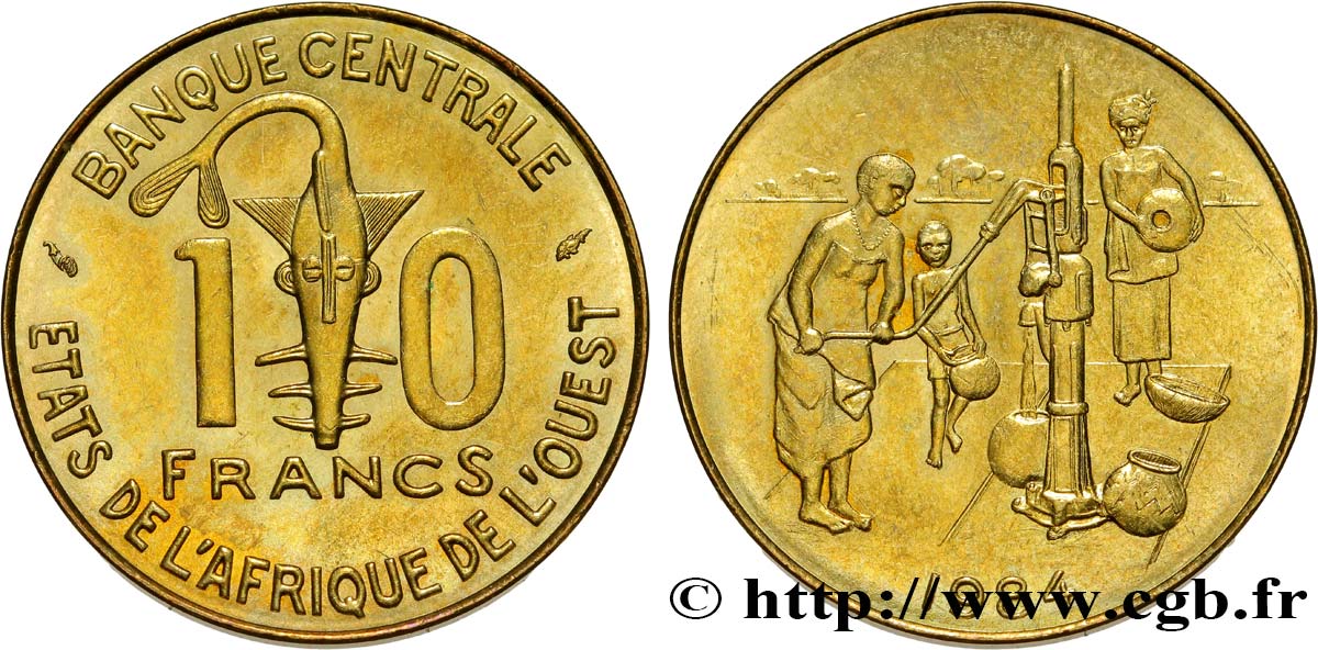 ÉTATS DE L AFRIQUE DE L OUEST (BCEAO) 10 Francs BCEAO 1984 Paris SUP 