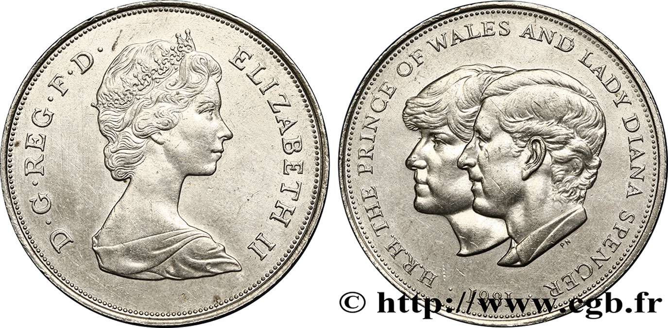 VEREINIGTEN KÖNIGREICH 25 New Pence (1 Crown) mariage du Prince de Galles et de Lady Diana Spencer 1981  fVZ 