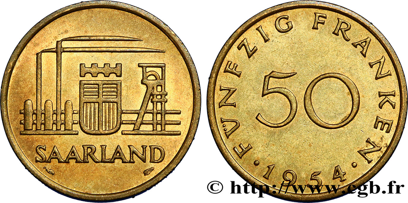 SAARLAND 50 Franken 1954 Paris VZ 
