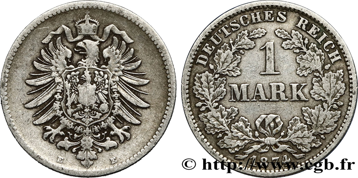 GERMANIA 1 Mark Empire aigle impérial 1874 Dresde - E q.BB 