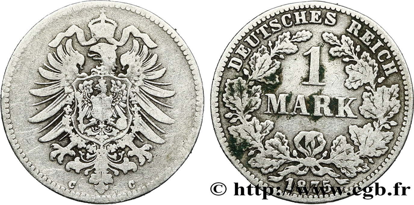 DEUTSCHLAND 1 Mark Empire aigle impérial 1875 Francfort - C S 