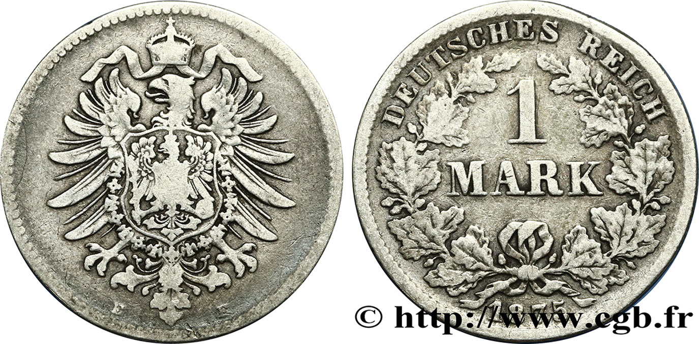 ALEMANIA 1 Mark Empire aigle impérial 1875 Dresde - E BC+ 