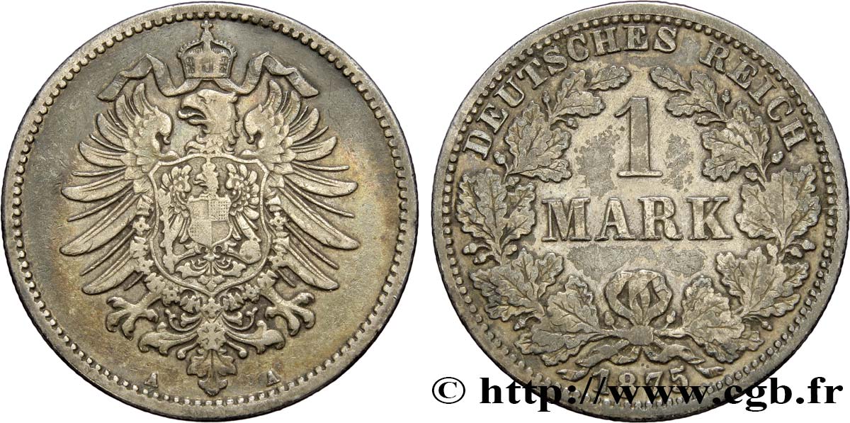 ALEMANIA 1 Mark Empire aigle impérial 1875 Berlin BC+ 