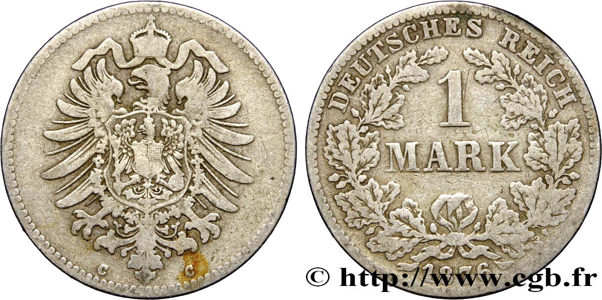 ALEMANIA 1 Mark Empire aigle impérial 1876 Francfort - C BC+ 