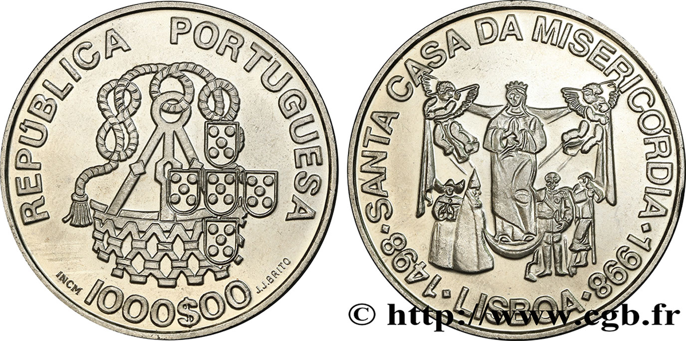 PORTUGAL 1000 Escudos 400e anniversaire de la Santa Casa da Misericórdia de Lisbonne 1998  MS 