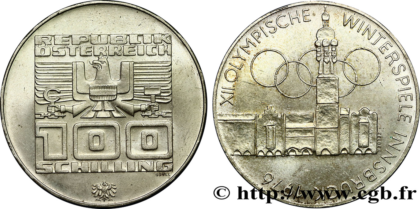 AUSTRIA 100 Schilling JO d’Hiver 1975  EBC 