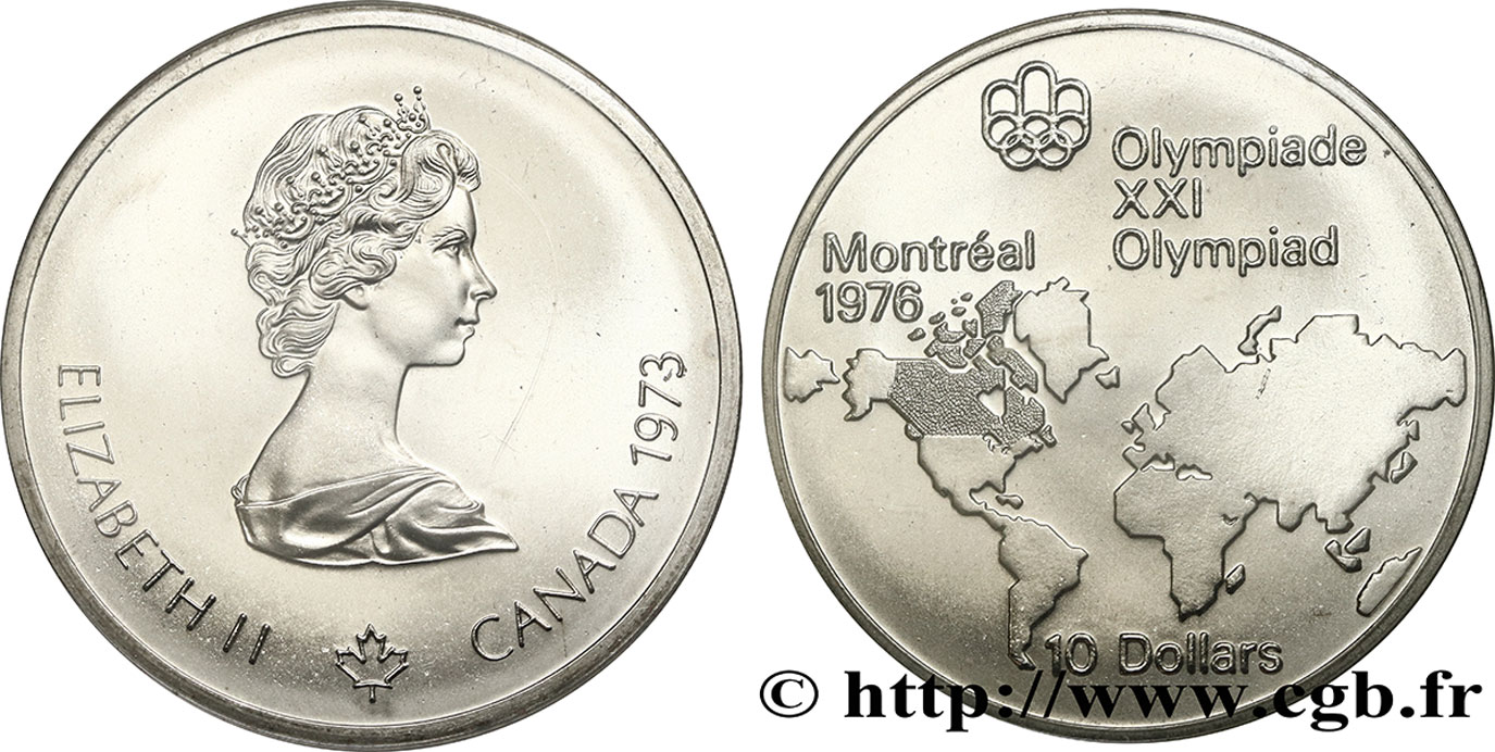 CANADA 10 Dollars JO Montréal 1976 carte du Monde 1973  SPL 