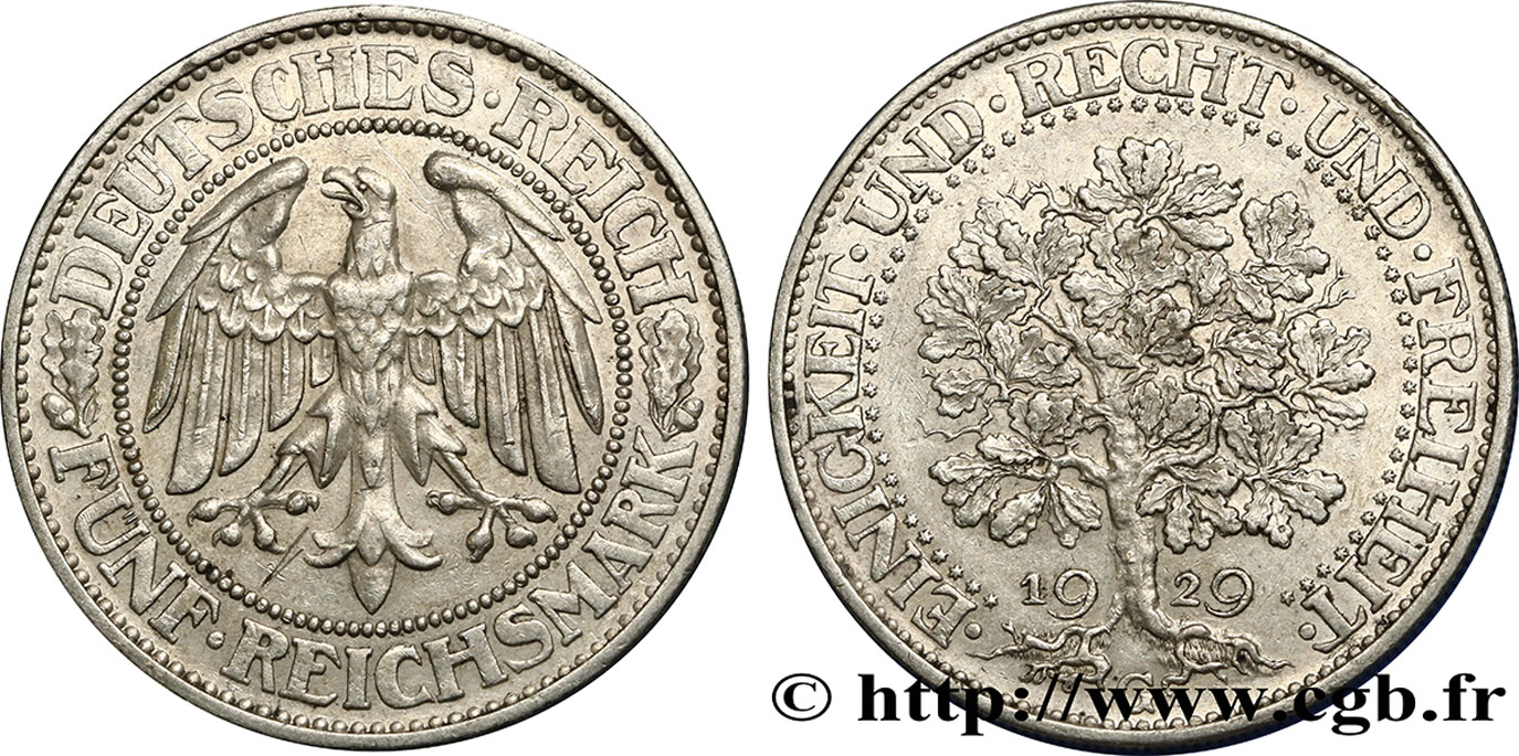 ALLEMAGNE 5 Reichsmark 1929 Karlsruhe SUP 