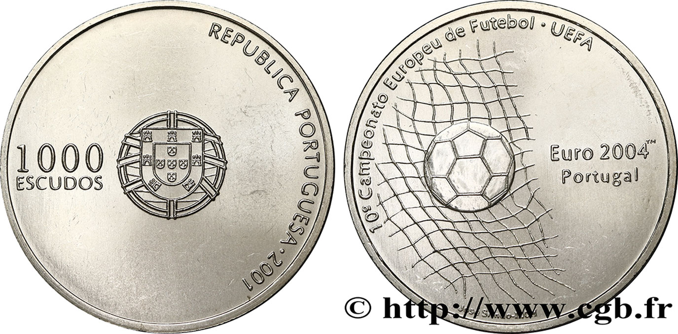 PORTUGAL 1000 Escudos 10e Championnat d’Europe de Football 2001  VZ 