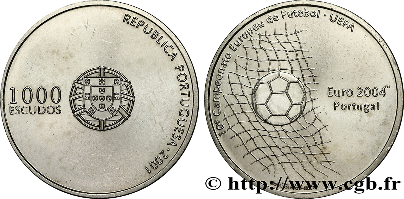 PORTUGAL 1000 Escudos 10e Championnat d’Europe de Football 2001  VZ 