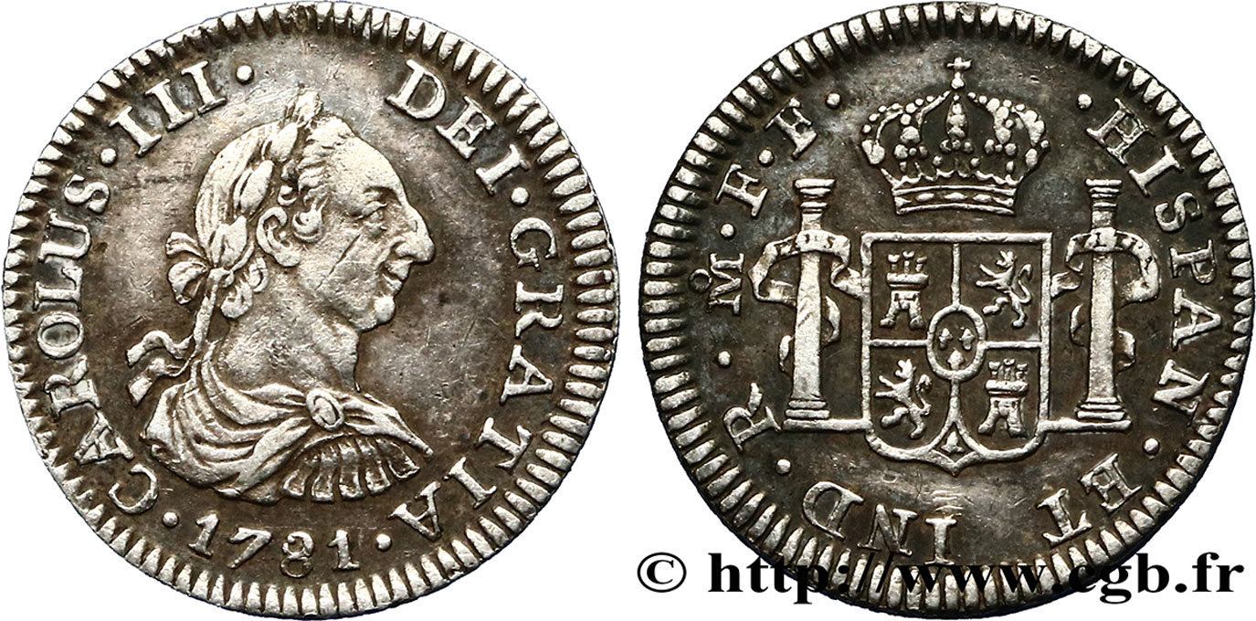 MEXIQUE 1/2 Real Charles III 1781 Mexico TTB 
