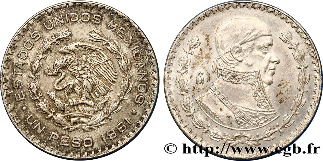 MÉXICO 1 Peso Jose Morelos y Pavon / aigle 1961 Mexico MBC+ 