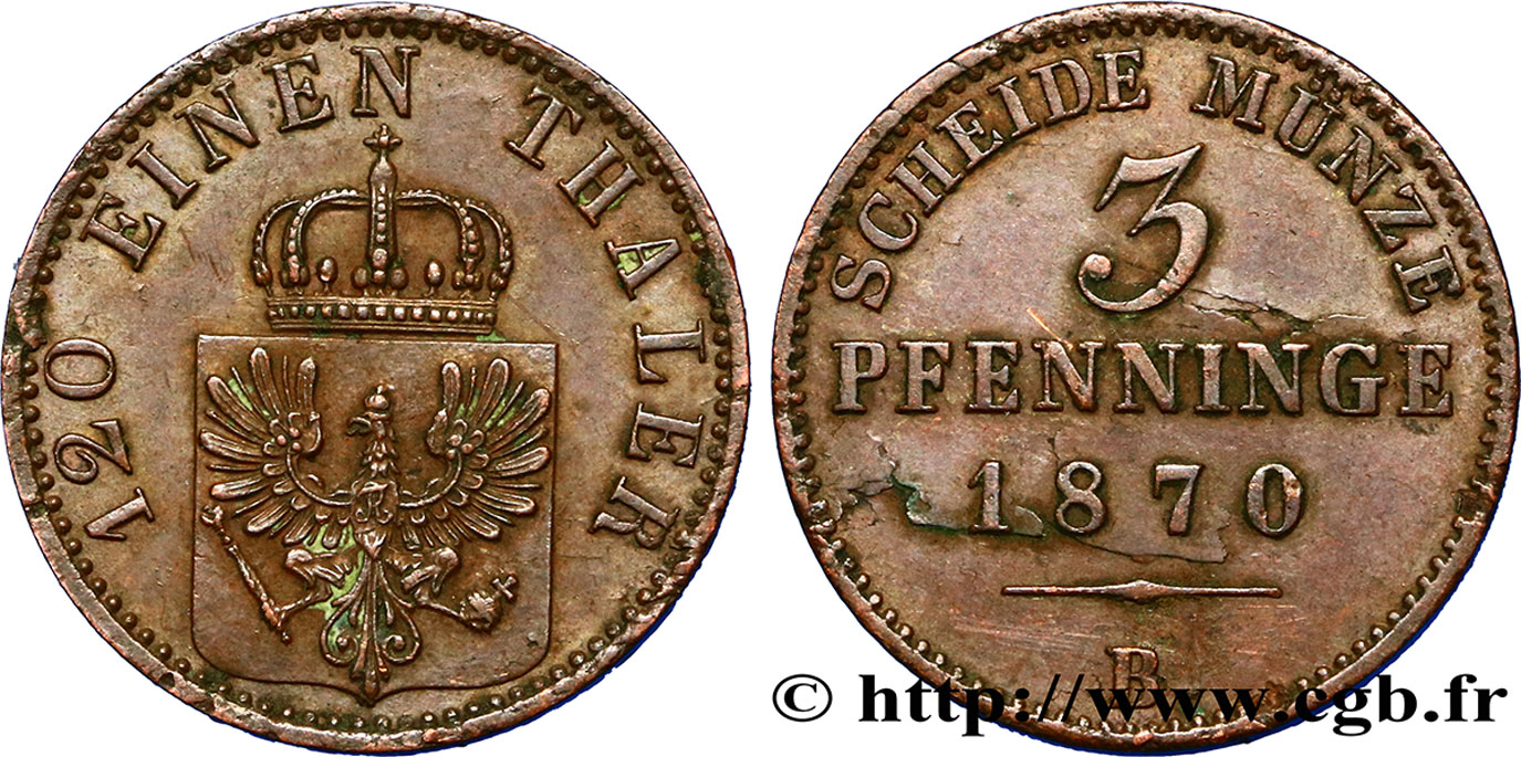 ALLEMAGNE - PRUSSE 3 Pfenninge 1870 Hanovre TTB 