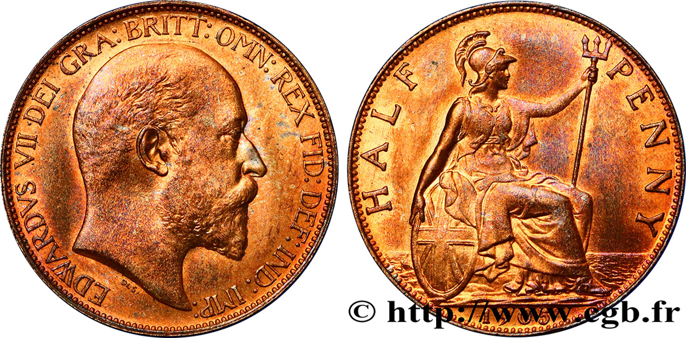 REINO UNIDO 1/2 Penny Edouard VII 1905  SC 