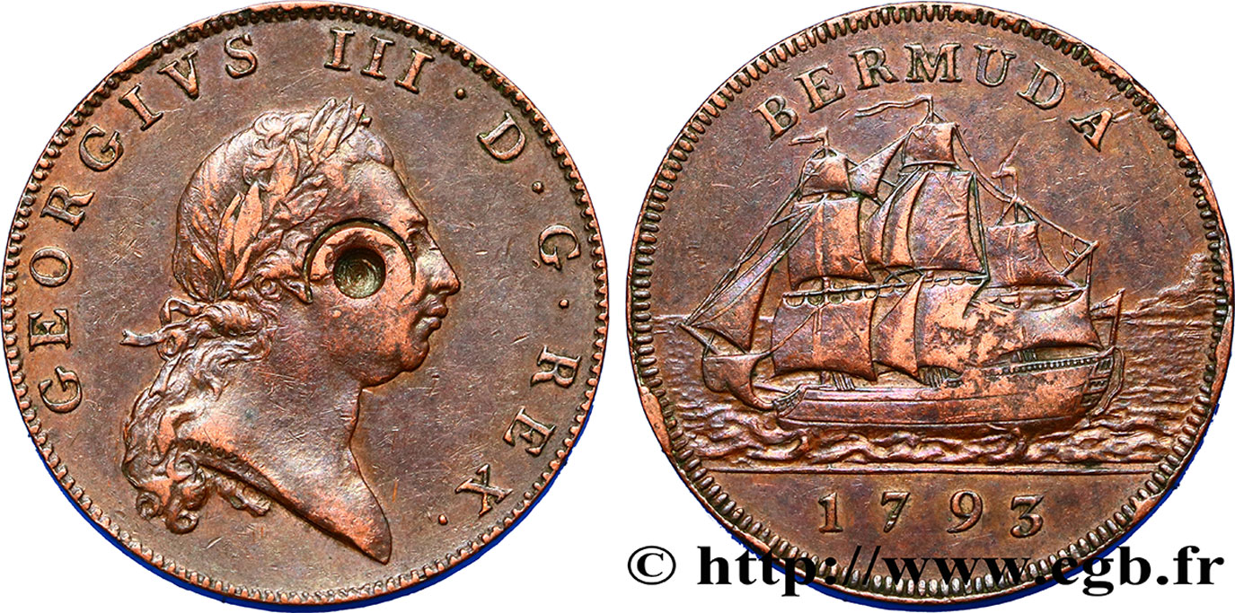 BERMUDA 1 Penny Georges III 1793  XF/VF 