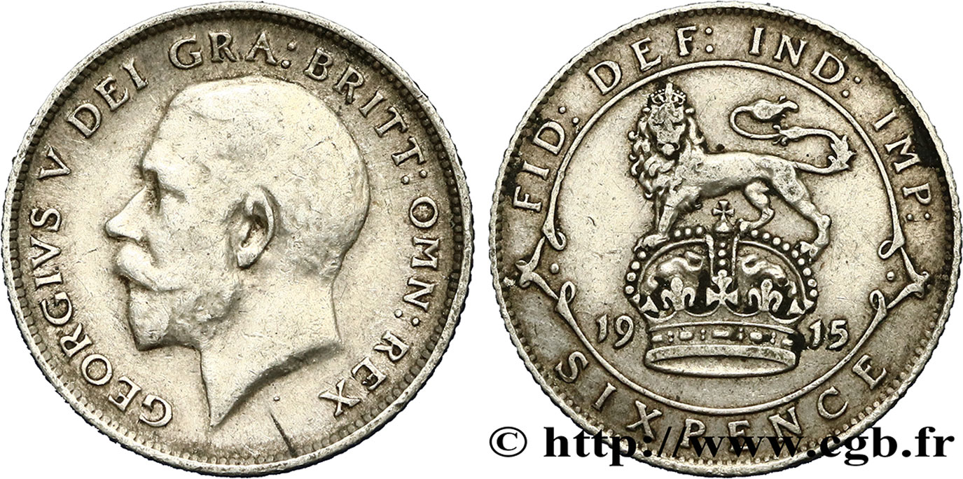 ROYAUME-UNI 6 Pence Georges V 1919  TTB 