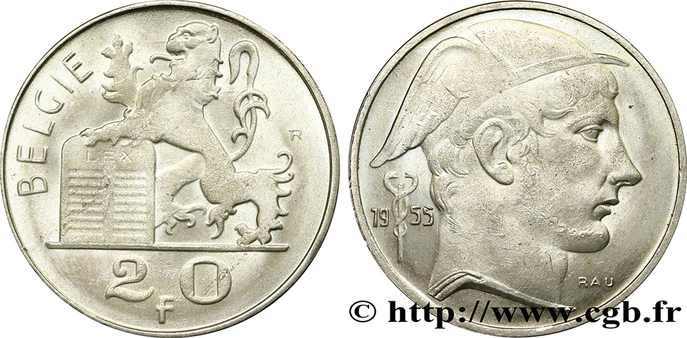 BELGIUM 20 Francs Baudouin Ier légende flamande 1955  MS 