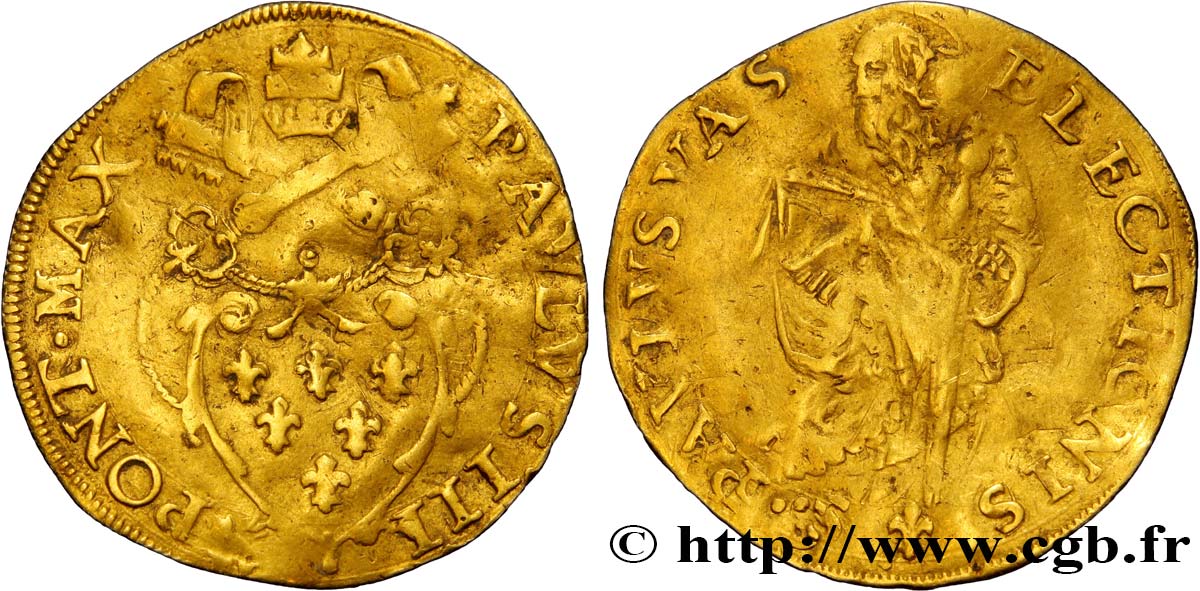 ITALIA - STATOS PONTIFICOS- PAULO III  (Alessandro Farnese) Écu d’or n.d. Rome BC+ 