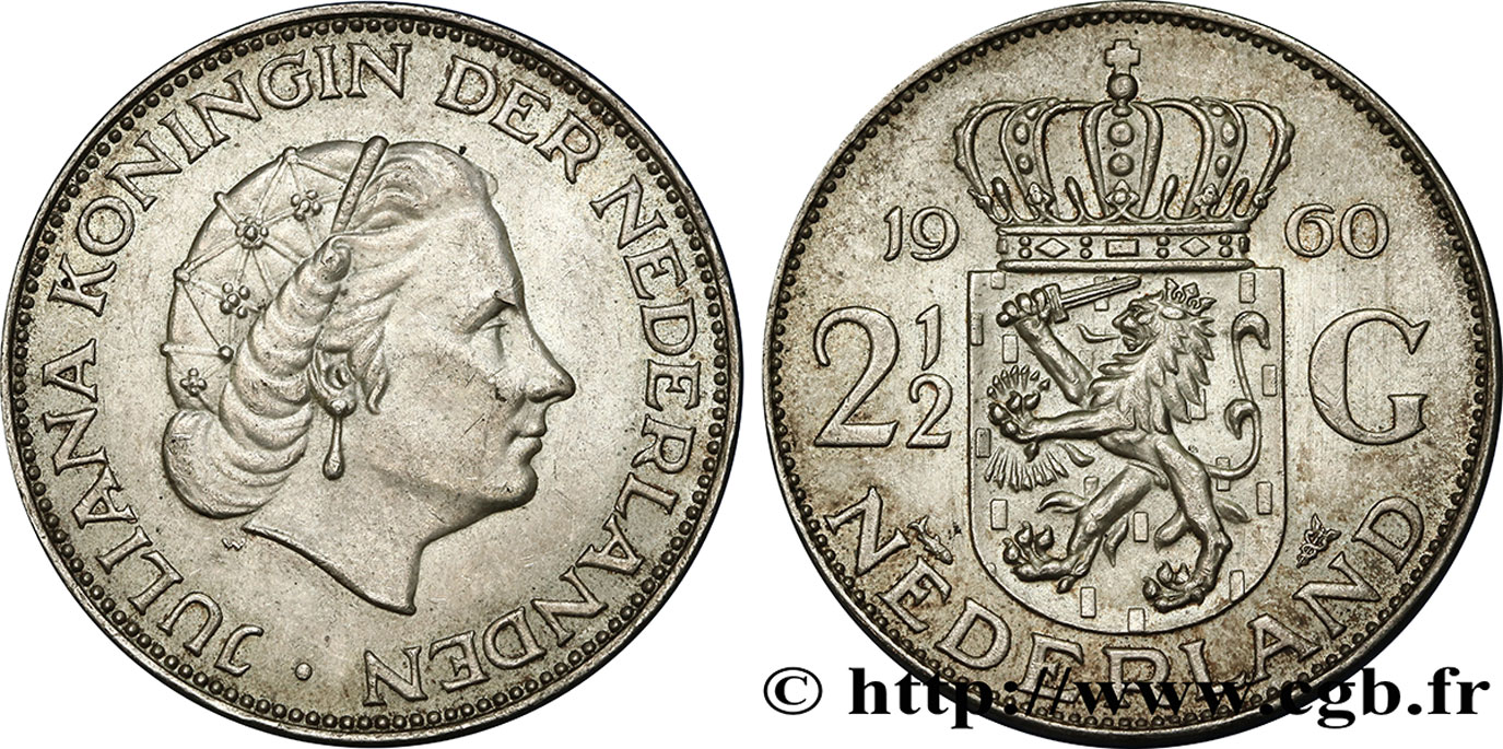 NIEDERLANDE 2 1/2 Gulden Juliana 1960 Utrecht VZ 