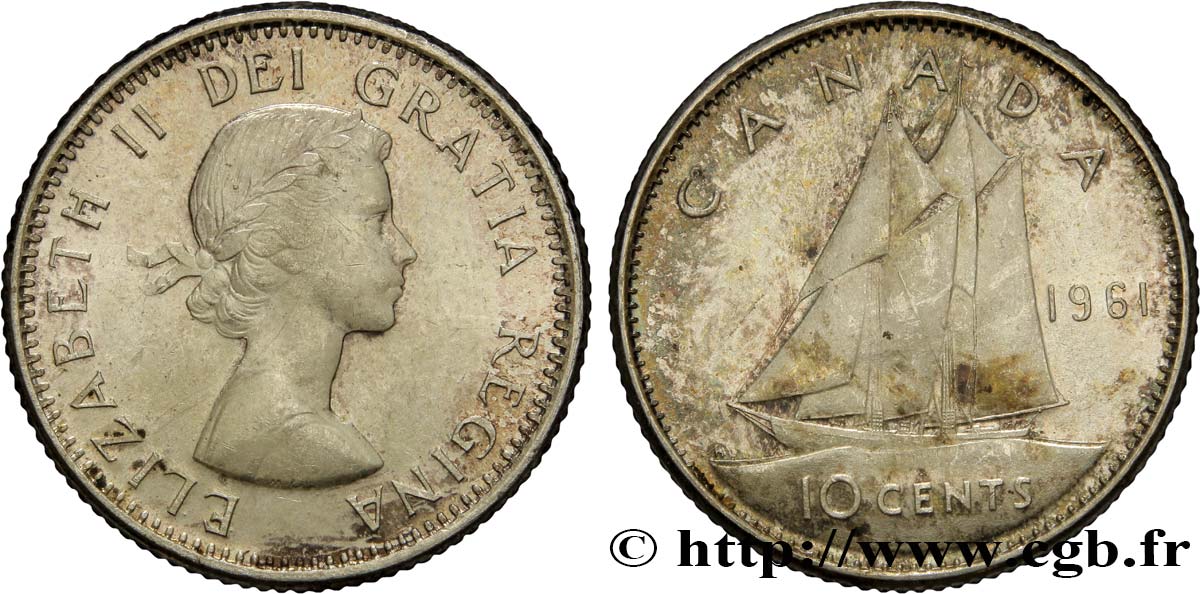 KANADA 10 Cents Elisabeth II 1961  fST 