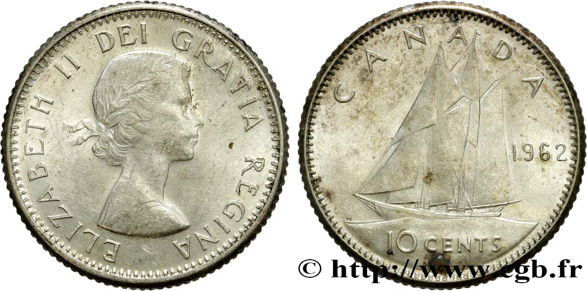 KANADA 10 Cents Elisabeth II 1962  fST 
