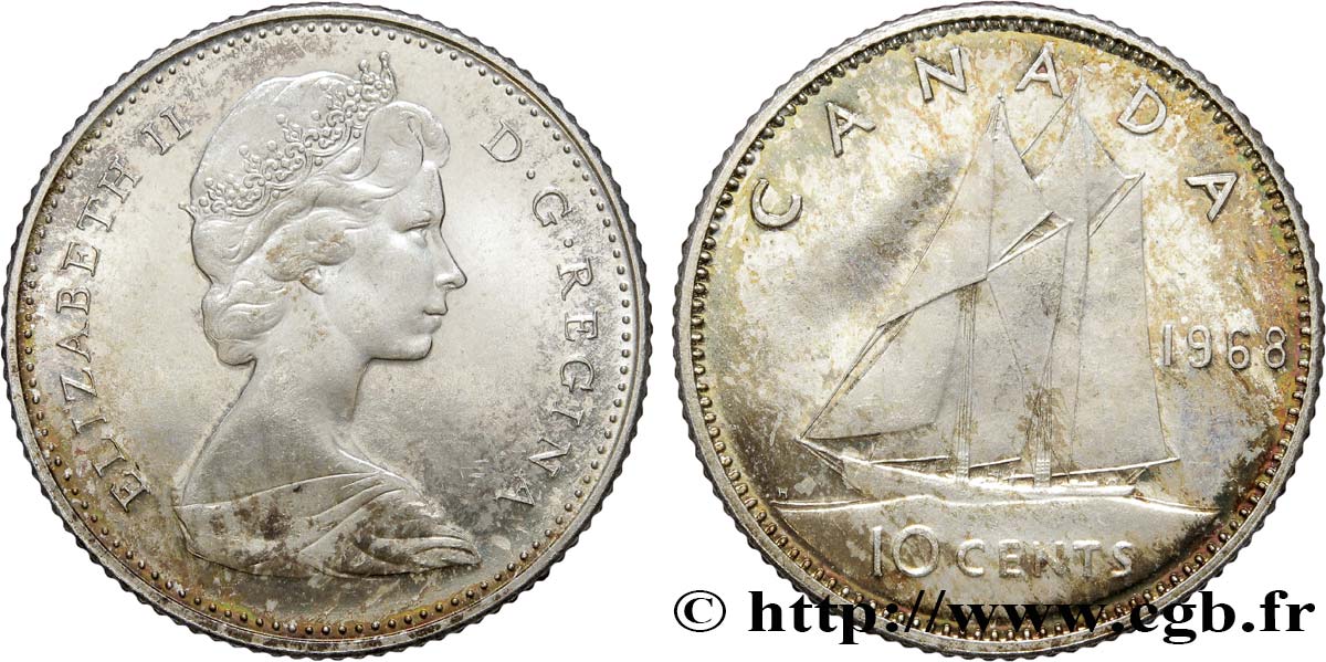 CANADA 10 Cents Elisabeth II 1968  MS 