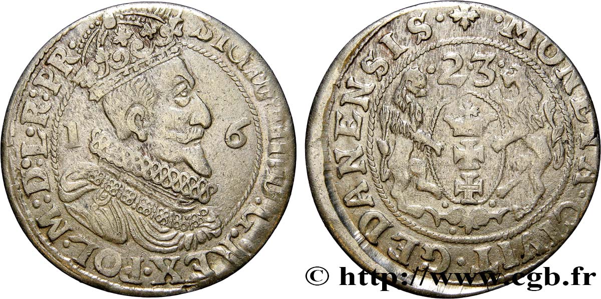POLONIA 1/4 de Thaler Sigismond III Vasa 1623 Dantzig q.BB 