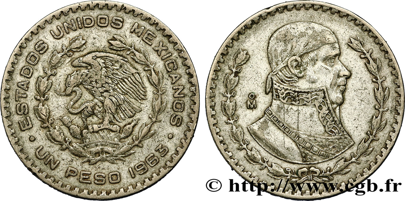 MEXICO 1 Peso Jose Morelos y Pavon 1963 Mexico AU 
