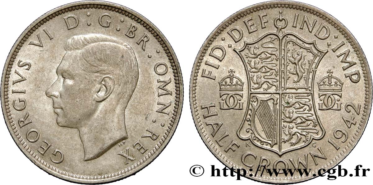 REINO UNIDO 1/2 Crown Georges VI 1942  EBC 