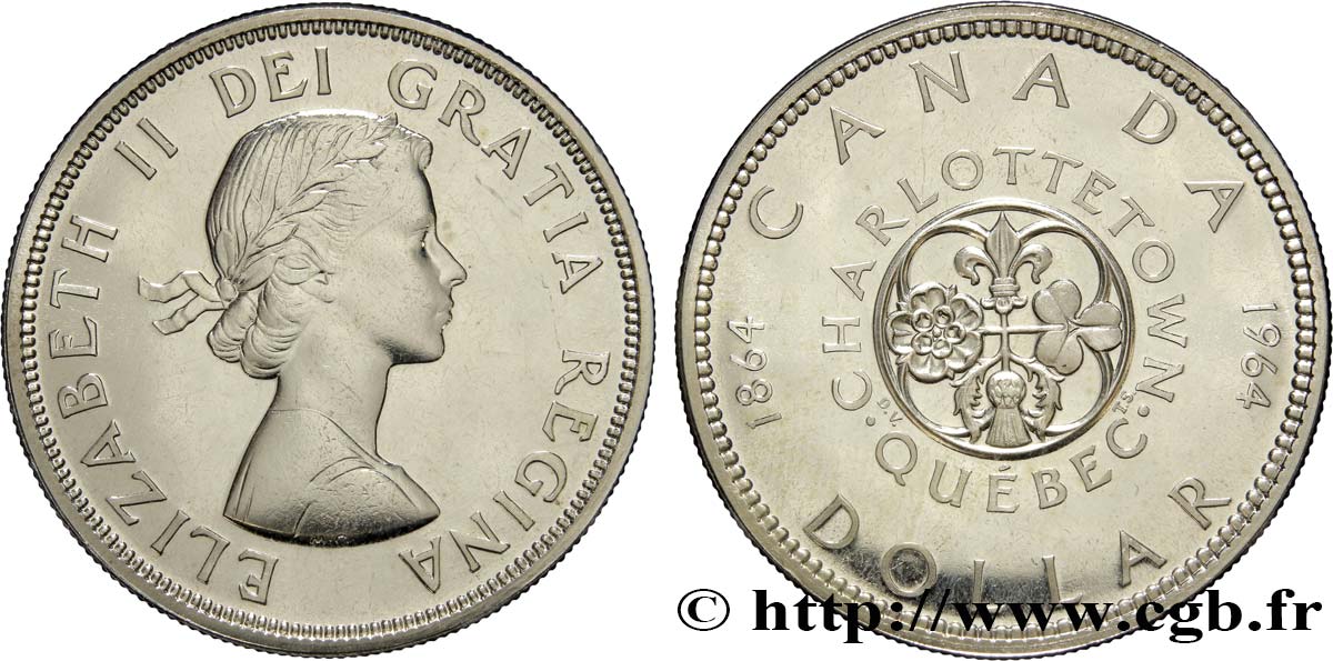 CANADA 1 Dollar Charlottetown-Québec 1964  SPL 
